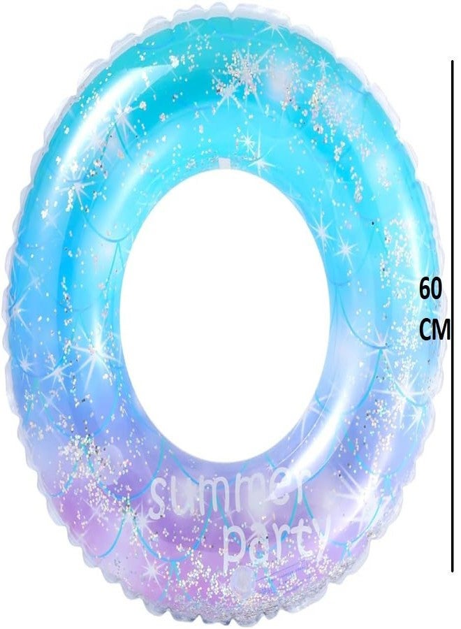 Drofail عوامة سباحة قابلة للنفخ من دروفيل، ألعاب سباحة شاطئية، عوامة مائية ممتعة، عوامة سباحة دائرية الشكل للأطفال والكبار، عوامة للأطفال الصغار (60 سم، صيفية) - Image 2